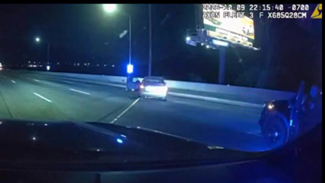 A Corona police Grappler device disables a suspect's vehicle