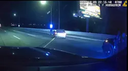 A Corona police Grappler device disables a suspect's vehicle