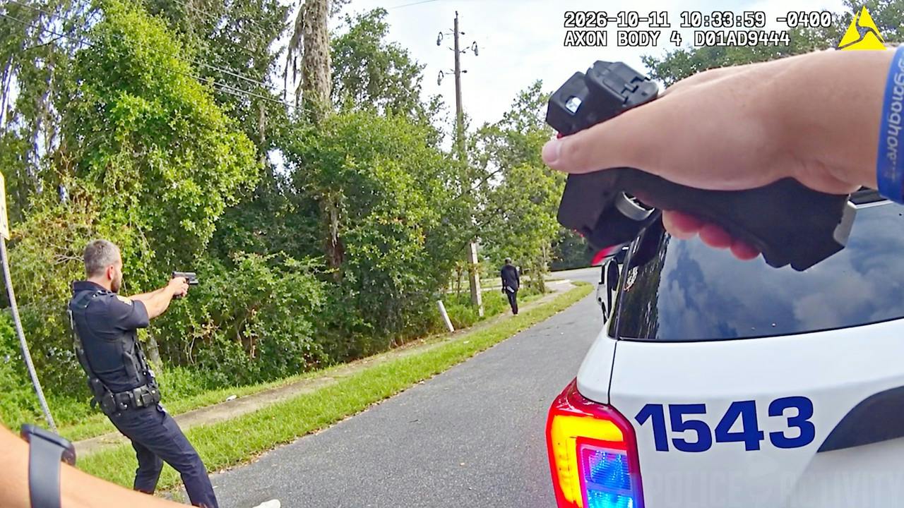 Jacksonville sheriff's officers confront an armed woman