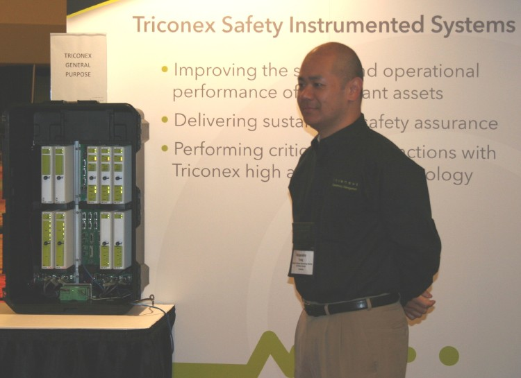 Al Fung, director of product marketing, Invensys Operations Management, shows off the new Triconex General Purpose System during