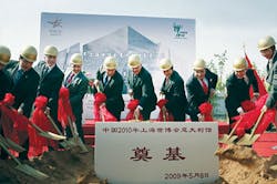 The groundbreaking ceremony of the Italy Pavilion at the Expo Site.