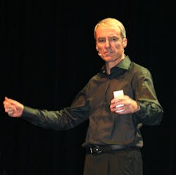 Michel Crochon, Executive Vice President and leader, Automation Group, Schneider Electric, during his keynote address. Michel Crochon, Executive Vice President and leader, Automation Group, Schneider Electric, during his keynote address.