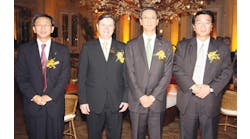 Shinichi Yoshida, Nelson Ninin, Shuzo Kaihori and Teruyoshi Minaki at the 35th Yokogawa anniversary event in Brazil.