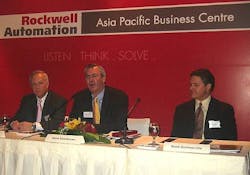 Rockwell?EURs Dave Johnson, Steve Eisenbrown, and Scott Summerville, Asia Pacific president (left to right) taking questions o