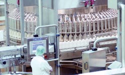 Each of the four lines has a filler dedicated to a single HDPE bottle size. Each of the four lines has a filler dedicated to a single HDPE bottle size.
