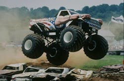 An Allen-Bradley PLC is used in this monster truck for gear shift control, enabling the driver to change gears three times in 1. An Allen-Bradley PLC is used in this monster truck for gear shift control, enabling the driver to change gears three times in 1.