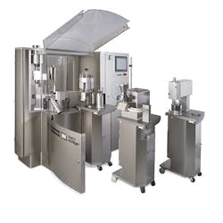 This capsule filler shows the modular construction that some packaging machine builders are adopting. Modularity allows designer This capsule filler shows the modular construction that some packaging machine builders are adopting. Modularity allows designer