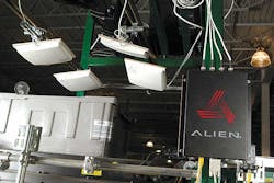 At Rockwell Automation, RFID tags on products are read as they pass in conveyor tubs under antennas. At Rockwell Automation, RFID tags on products are read as they pass in conveyor tubs under antennas.