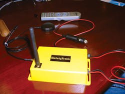 Fobs (top) worn by pipeline technicians and truck-mounted base units (left) are components of the Remote Reach system, says Dow' Fobs (top) worn by pipeline technicians and truck-mounted base units (left) are components of the Remote Reach system, says Dow'