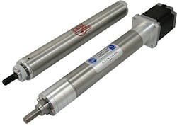 Examples of pneumatic (left) and electronic actuators from Bimba Manufacturing Company.