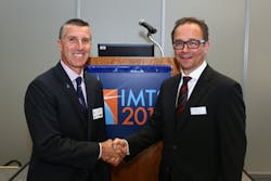 Douglas Woods, AMT President, and Wolfgang Pech, Senior v.p., Deutsche Messe AG.