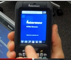 A view of the new browser on one of the company's handheld computers. A view of the new browser on one of the company's handheld computers.