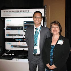 Moxa's Dennis Lin and AW's Renee Bassett Moxa's Dennis Lin and AW's Renee Bassett