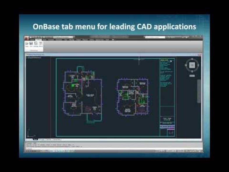 The tab menu used for accessing CAD apps in OnBase.