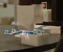 Plasma treatment helps inks adhere to surfaces. Source: Enercon Plasma treatment helps inks adhere to surfaces. Source: Enercon