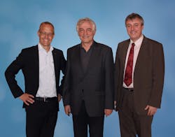 From left: Staffan Dahlstr&ouml;m, ceo, HMS, Konrad Etschberger, founder of IXXAT and Christian Schlegel, Managing Director of IXXAT.