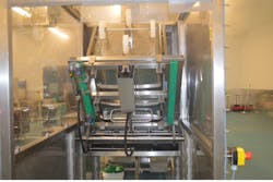 The ET 75 Tunnel Washer provides a continuous, in-line sanitizing solution for buggies, trays, bins and other containers carrying food-processing ingredients from the loading dock into the plant. Source: CM Process Solutions