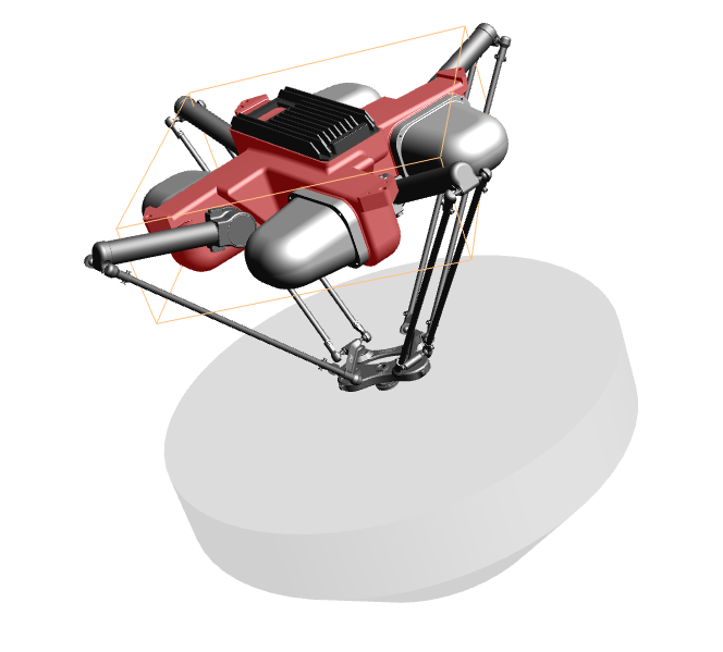 A rendering of the Adept Quattro s650H robot.