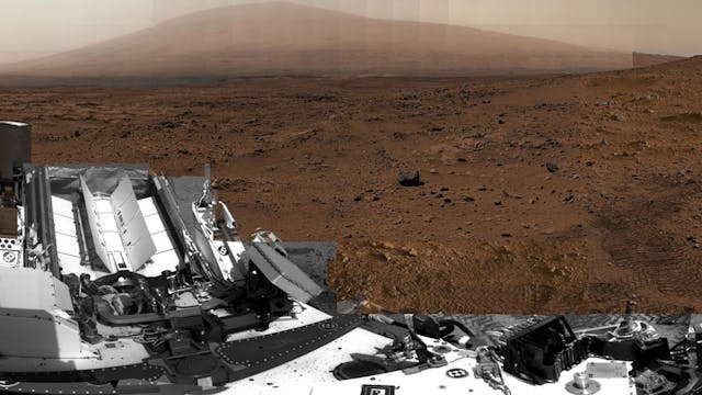 This picture of Mars was created from 900 images captured by Curiosity.