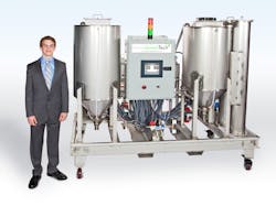 Sam Flournoy with his automated biodiesel processor.