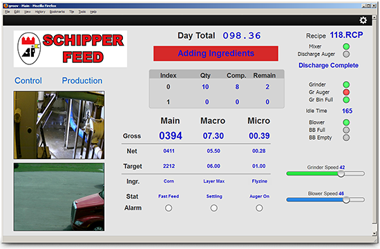 Opto 22 groov screen for Schipper Eggs