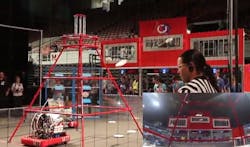 Texas Torque's SONIC robot successfully aims Frisbees at its target for regional competitions. Texas Torque's SONIC robot successfully aims Frisbees at its target for regional competitions.