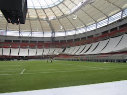 This photo shows the retractable panels used in BC Place.