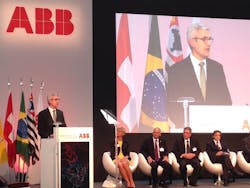 ABB CEO Ulrich Spiesshofer speaks at ABB Sorocaba&apos;s inauguration