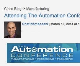 A screen shot of the top of Chet&apos;s blog post for Cisco.