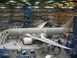 Assembly of the Boeing 787 using AIT&apos;s automated assembly system.