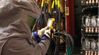 Keithly Project Manager Zach Bryson uses a Fluke CNX compatible infrared camera to inspect fuses and power capacitors while the iFLY system is under load.