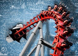 A standstill and speed monitor protects riders as they control ascent and descent on a flying tower. A standstill and speed monitor protects riders as they control ascent and descent on a flying tower.