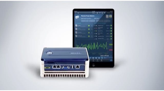 GE Predictivity&rsquo;s Equipment Insight features an embeddable hardware device (shown) that captures machine data and sends it to a secure Cloud-based server accessible via mobile devices.