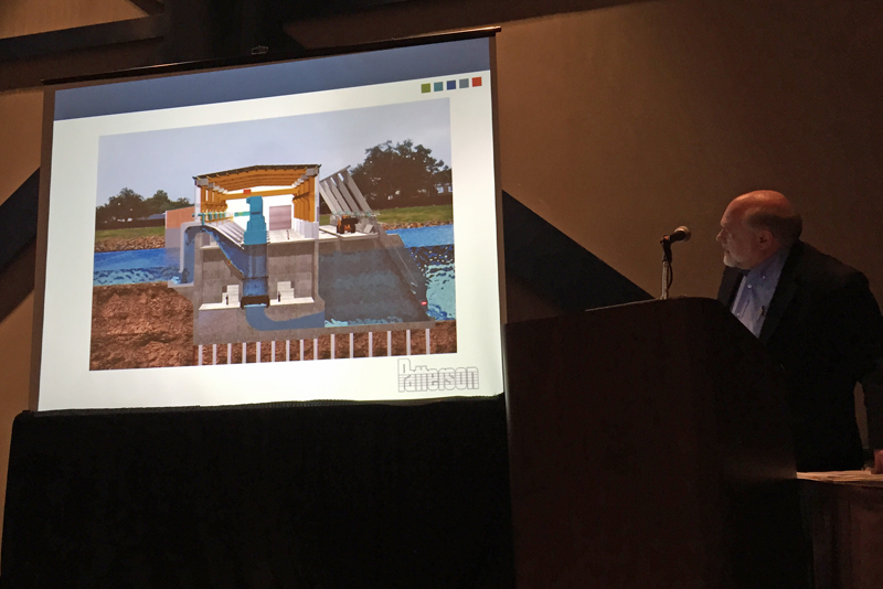 Patterson's Jack Claxton shows a cross-section of a pump station for the New Orleans PCCP project.