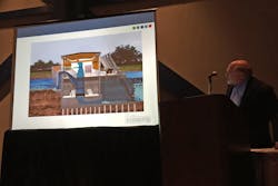 Patterson&apos;s Jack Claxton shows a cross-section of a pump station for the New Orleans PCCP project.