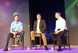 Scott Mourier, Andre Ristaino and Steve Elliott (left to right) discuss safety and security at the Global Automation Conference in Houston. Scott Mourier, Andre Ristaino and Steve Elliott (left to right) discuss safety and security at the Global Automation Conference in Houston.