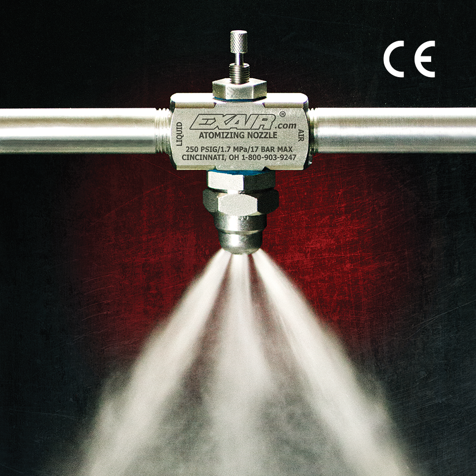 EXAIR's new internal mix atomizing spray nozzle