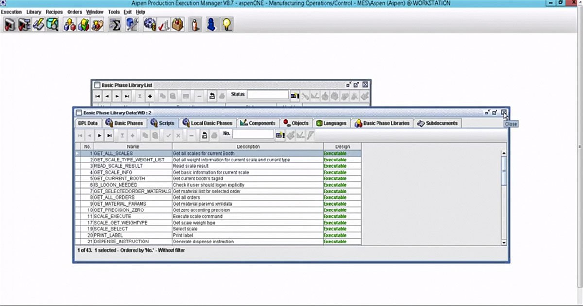 Operators can click on any recipe in the execution manager and see the combination of procedures that constitute a batch product
