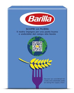 The barcode on the limited edition Farfalle Pasta traces ingredients back through the supply chain.