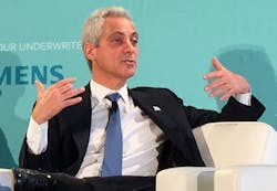 Chicago Mayor Rahm Emanuel responds to a question from the audience during Bold Bets: Future of Manufacturing, put on recently in Chicago by The Atlantic.
