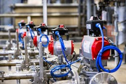 Each of the four blending areas has a dedicated PLC that controls valves, motors and pumps. Each of the four blending areas has a dedicated PLC that controls valves, motors and pumps.
