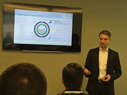 Oliver Narr explains the Defense in Depth strategy for cybersecurity to attendees of the Siemens Oil & Gas Innovations Conference. Oliver Narr explains the Defense in Depth strategy for cybersecurity to attendees of the Siemens Oil & Gas Innovations Conference.
