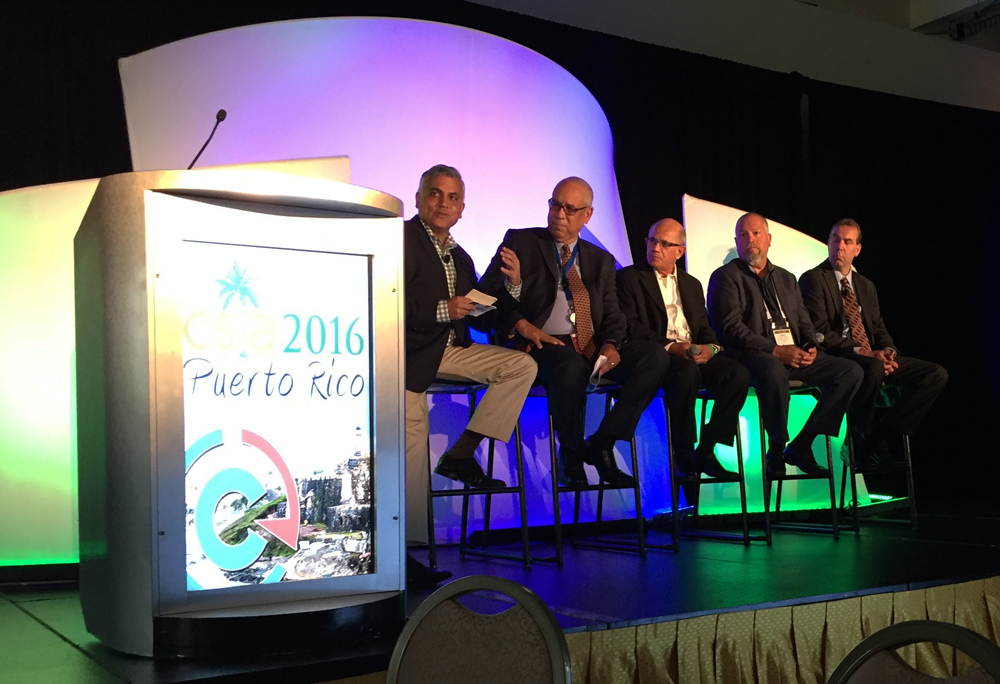 Siemens' Raj Batra leads a panel discussion at the CSIA Executive Conference about what's important to end users when working with system integrators.