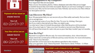Screenshot of the ransom demanded by WannaCry.