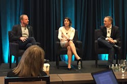 PTC executives (from left to right) Mike Campbell, Kathleen Mitford and Howard Heppelmann discuss the ThingWorx 8 launch with industry journalists and analysts. PTC executives (from left to right) Mike Campbell, Kathleen Mitford and Howard Heppelmann discuss the ThingWorx 8 launch with industry journalists and analysts.