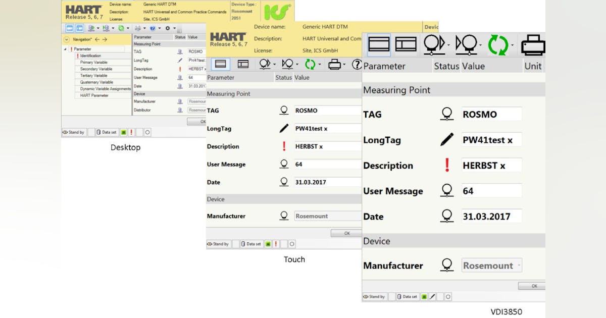 Touchable User Interfaces with FDT2 Generic HART® DTM | Automation World
