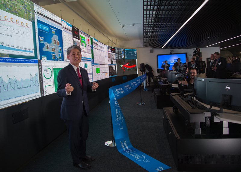 Gil C. Quiniones, NYPA president and CEO, addresses attendees at the iSOC opening in White Plains, N.Y. Source: NYPA