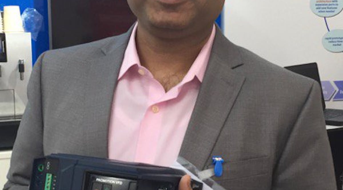 GE&apos;s Vibhoosh Gupta with the new PACMotion VFD.