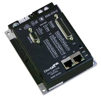 The EDD-3701x motor amplifier operates in an EtherCAT distributed system where there are up to 32 slave drives and one master.