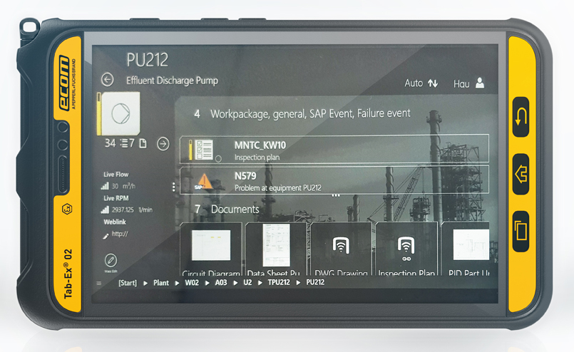 The Tab-Ex 02 from ecom instruments features a magnetic gyroscope that enables users to identify objects in an installation